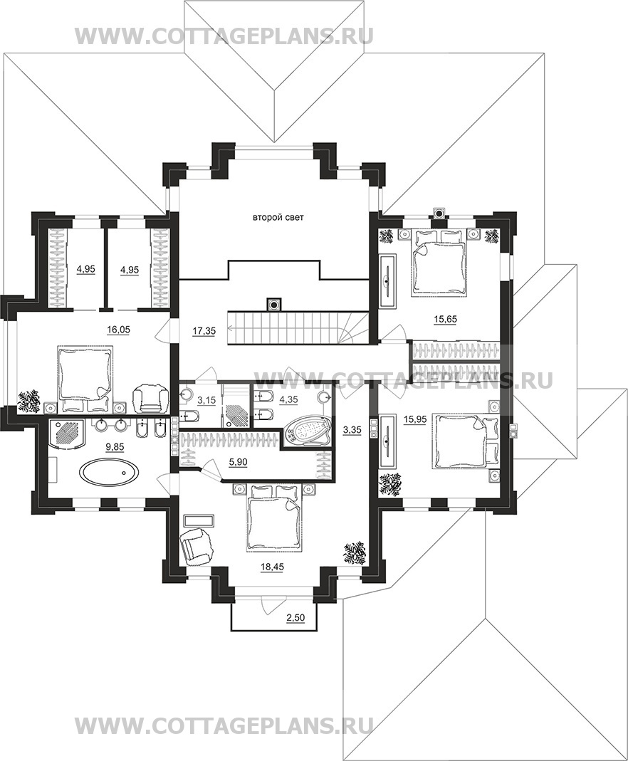 Поэтажные планы проект дома 100-27 общ. площадь 306,55 м2