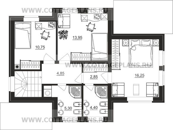 Поэтажные планы проект дома 14-32 общ. площадь 118,55 м2