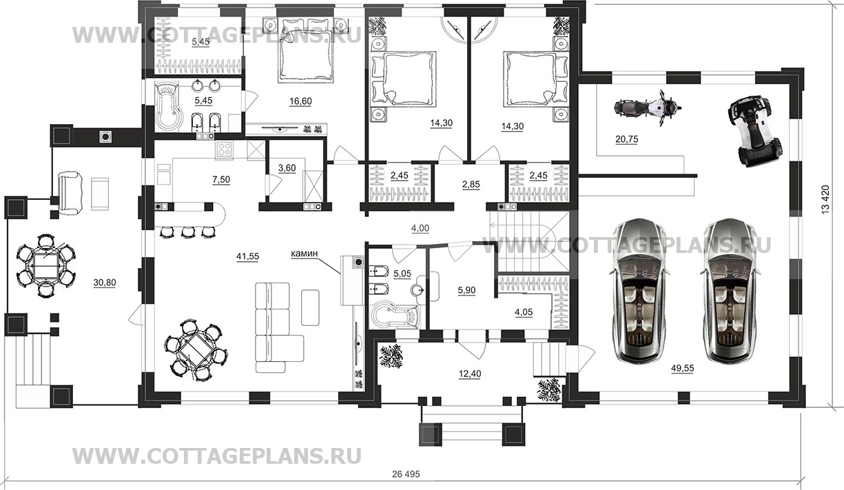 Поэтажные планы проект дома 28-93 общ. площадь 347,60 м2