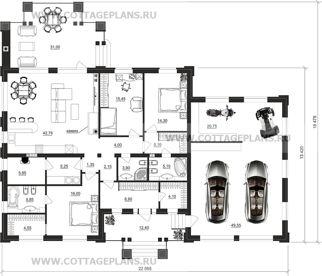Поэтажные планы проект дома 90-75 общ. площадь 214,75 м2