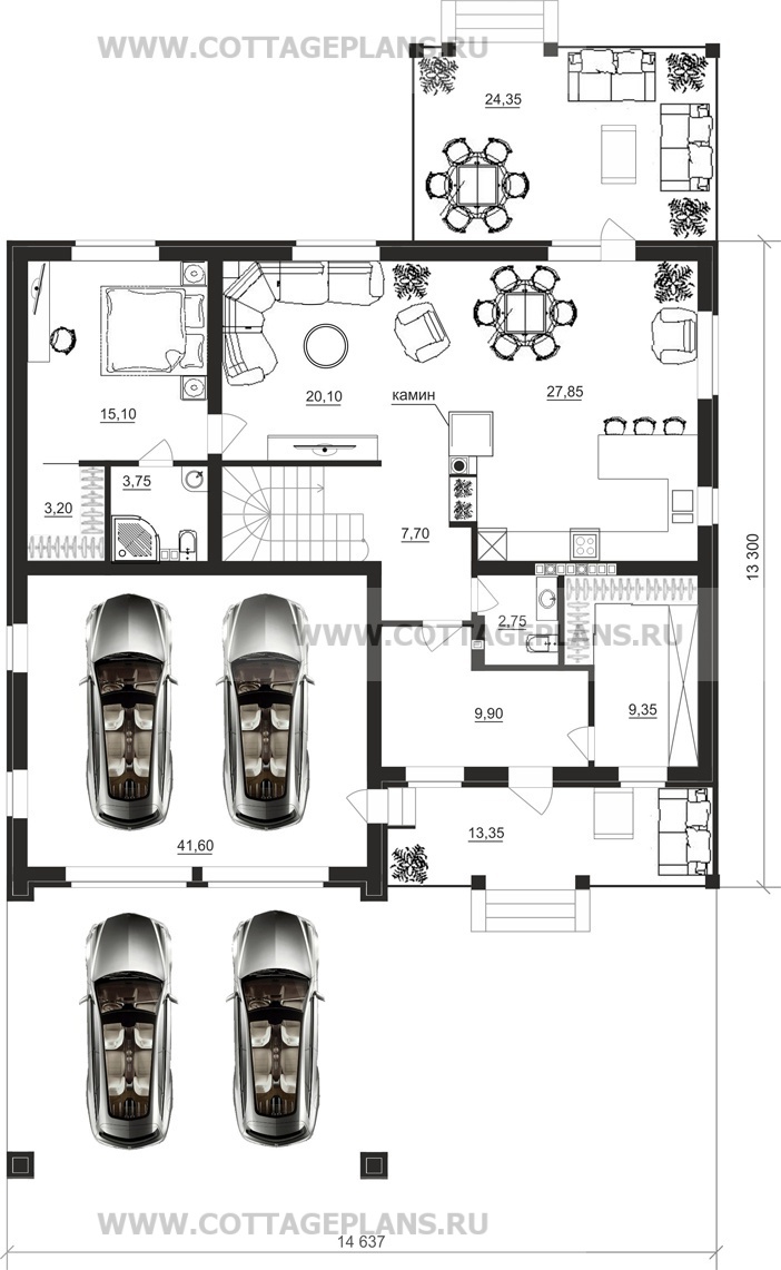 Поэтажные планы проект дома 93-04 общ. площадь 349,80 м2