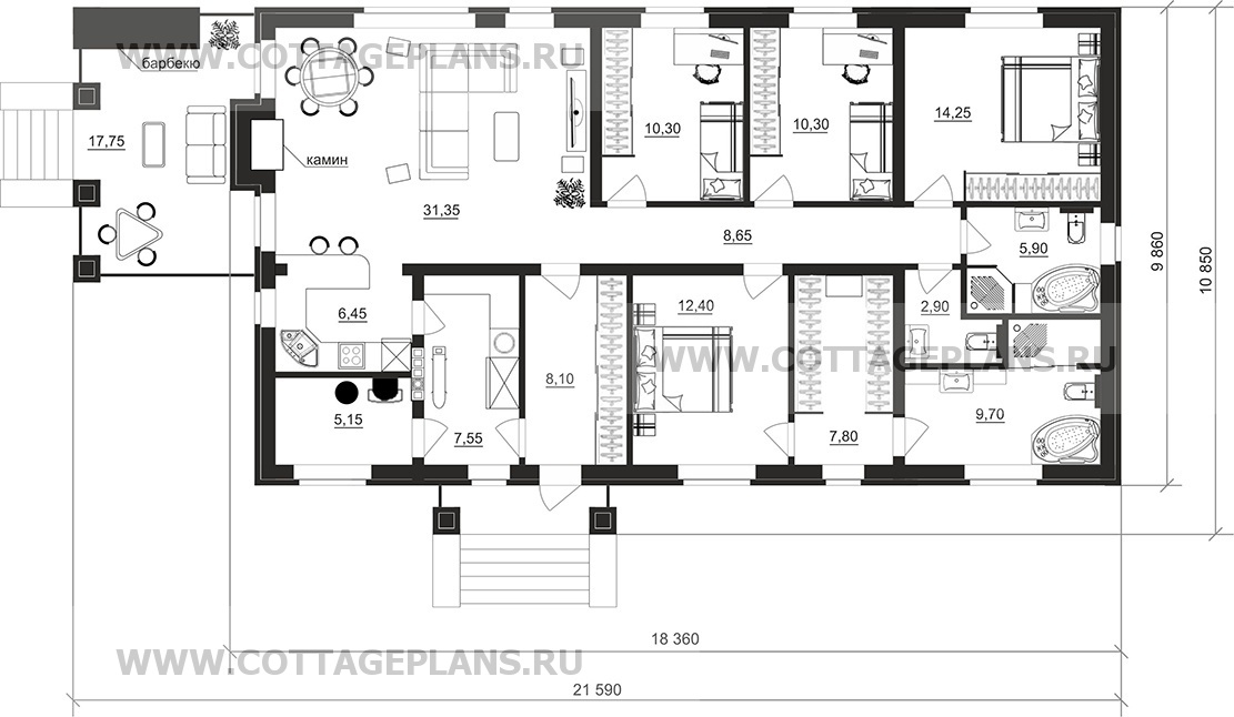 Поэтажные планы проект дома 900-96 общ. площадь 140,90 м2