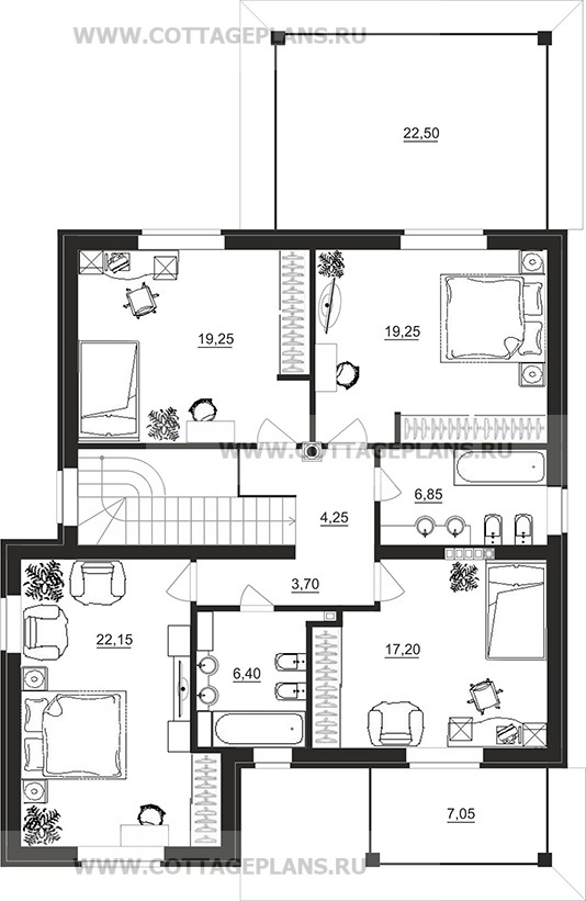 Поэтажные планы проект дома 16-52 общ. площадь 194,25 м2