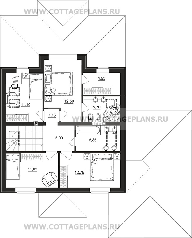 Поэтажные планы проект дома 97-94 общ. площадь 171,60 м2