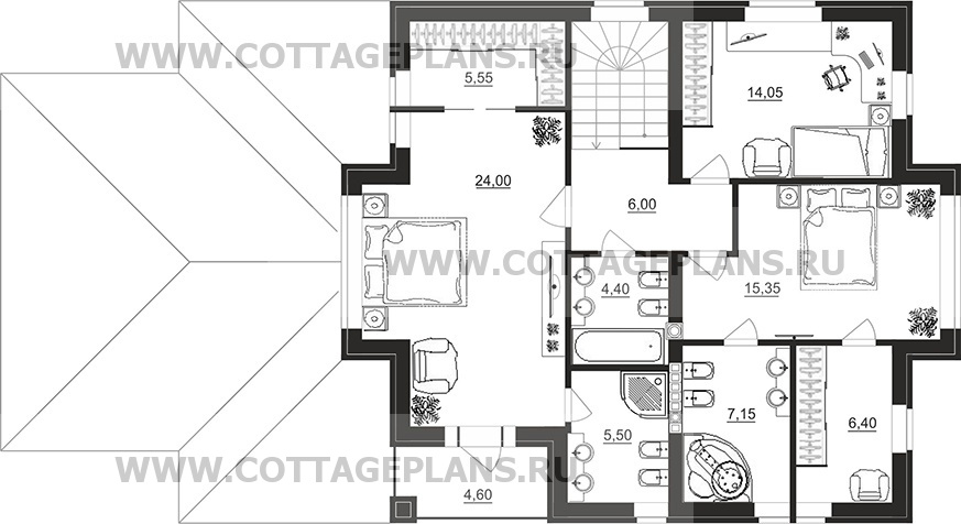 Поэтажные планы проект дома 75-07 общ. площадь 211,25 м2
