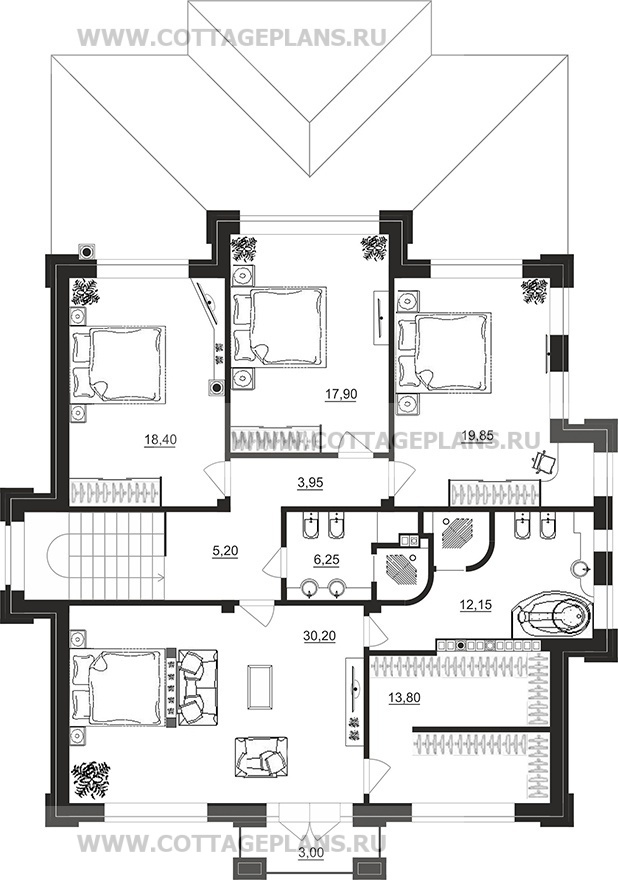 Поэтажные планы проект дома 101-77 общ. площадь 375,60 м2