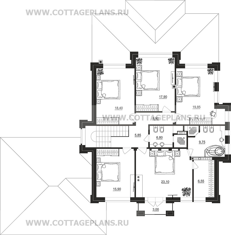 Поэтажные планы проект дома 201-95 общ. площадь 424,60 м2