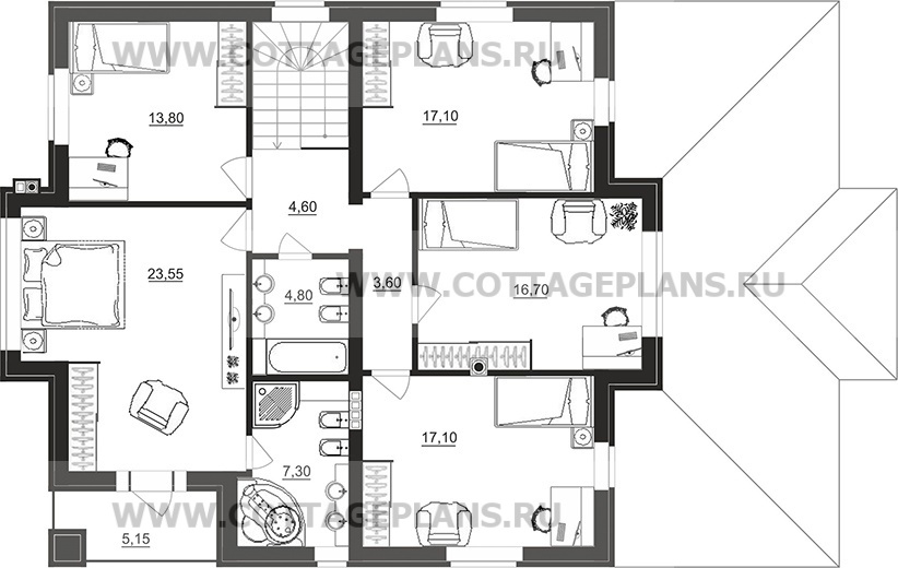 Поэтажные планы проект дома 100-49 общ. площадь 219,95 м2