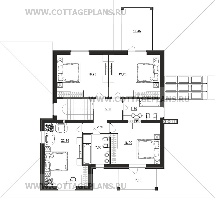 Поэтажные планы проект дома 201-58 общ. площадь 474,45 м2