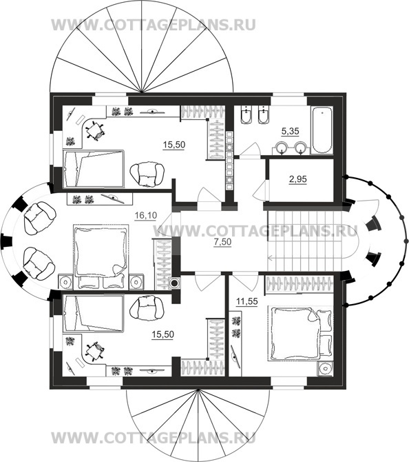 Поэтажные планы проект дома 93-07 общ. площадь 221,70 м2