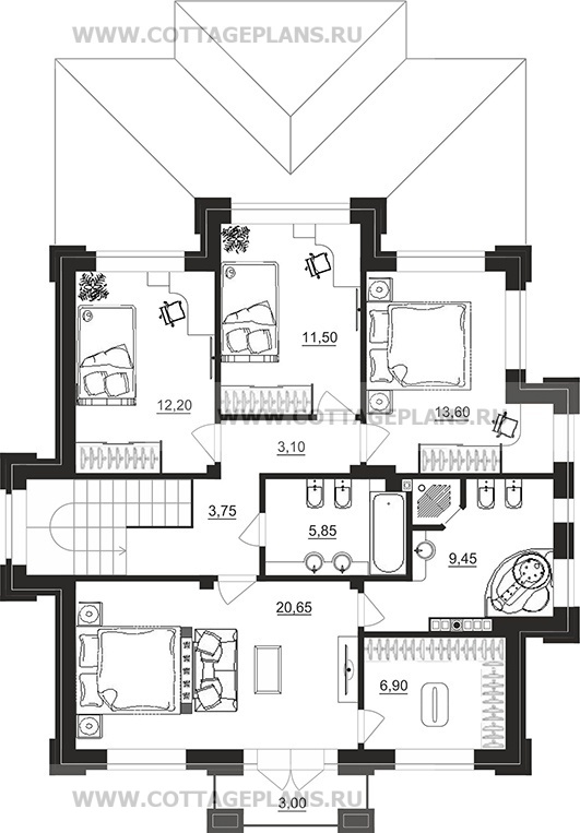 Поэтажные планы проект дома 200-75 общ. площадь 175,25 м2