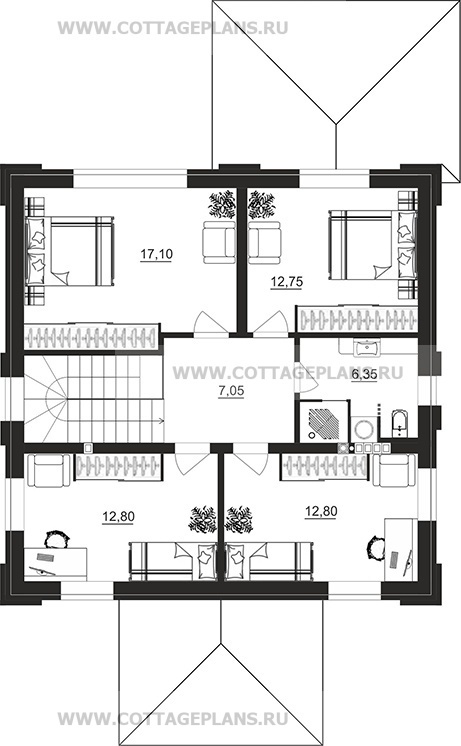Поэтажные планы проект дома 206-46 общ. площадь 139,25 м2