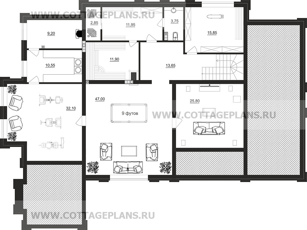 Поэтажные планы проект дома 203-62 общ. площадь 518 м2