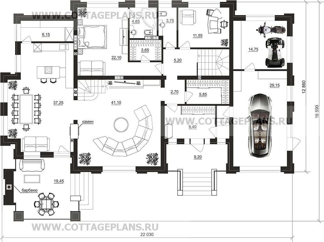 Поэтажные планы проект дома 203-37 общ. площадь 452,05 м2