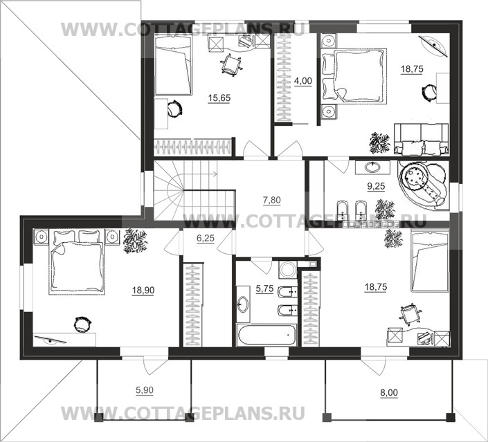 Поэтажные планы проект дома 22-52 общ. площадь 194,25 м2
