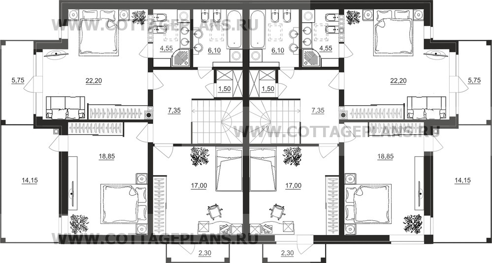 Поэтажные планы проект дома 09-00 общ. площадь 294,60 м2