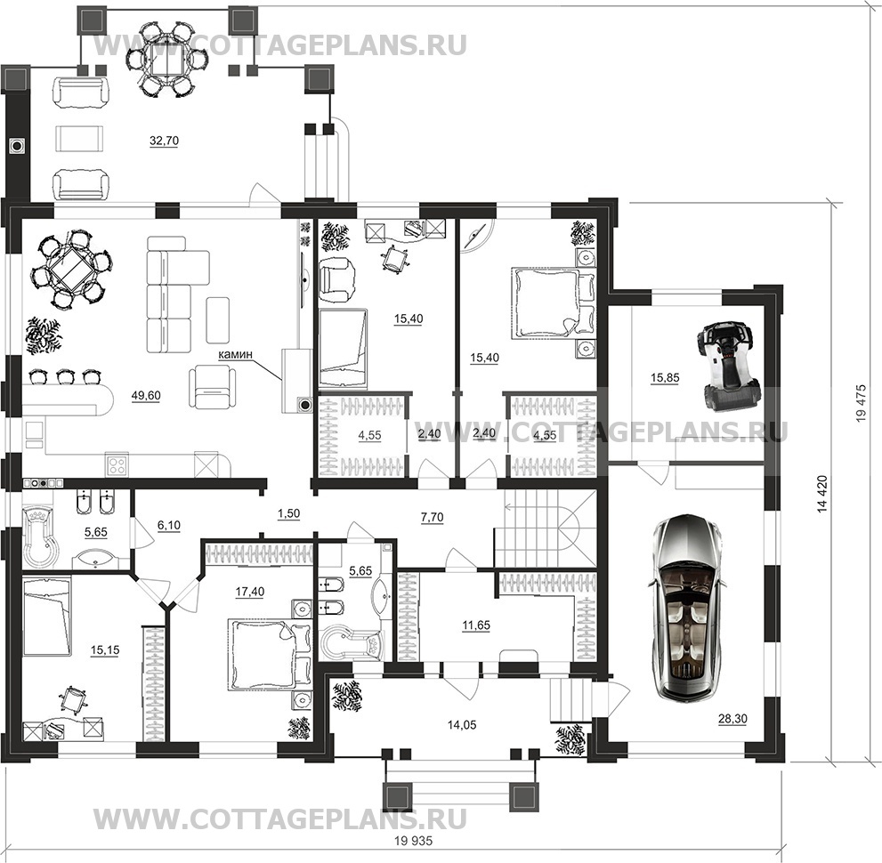 Поэтажные планы проект дома 28-73 общ. площадь 375,30 м2