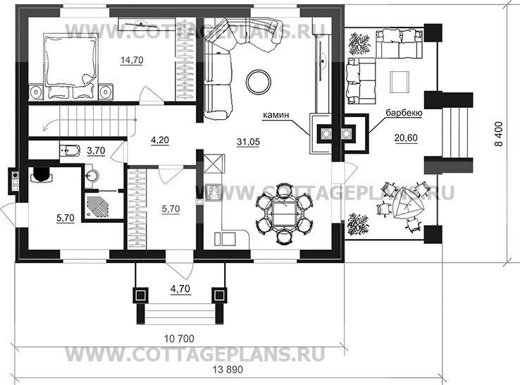 Поэтажные планы проект дома 75-42 общ. площадь 128,15 м2