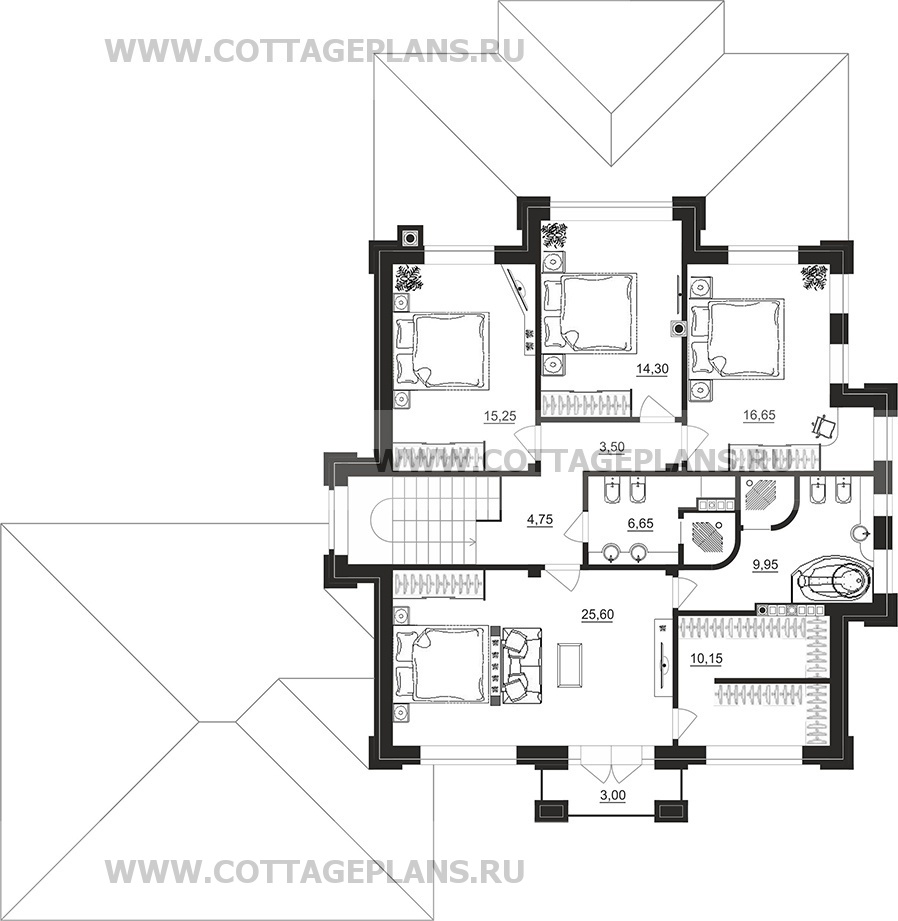 Поэтажные планы проект дома 201-94 общ. площадь 366,80 м2