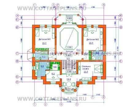 Поэтажные планы проект дома 34-09 общ. площадь 505,2м2