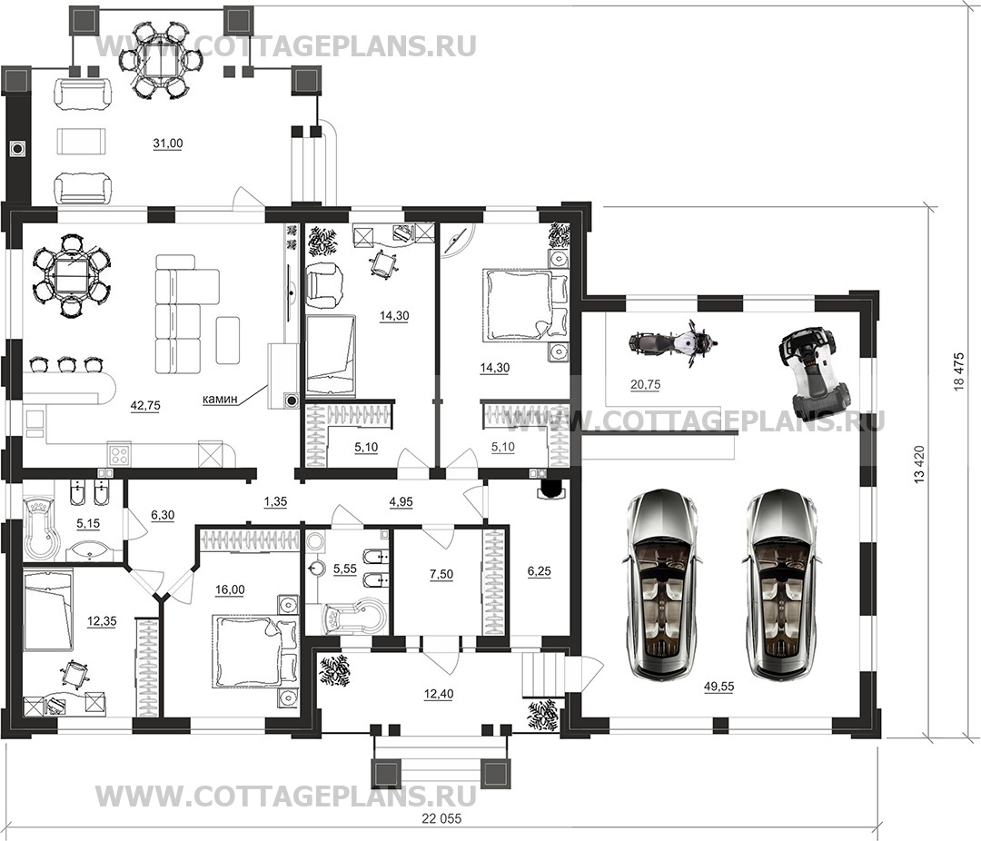 Поэтажные планы проект дома 27-75 общ. площадь 214,75 м2