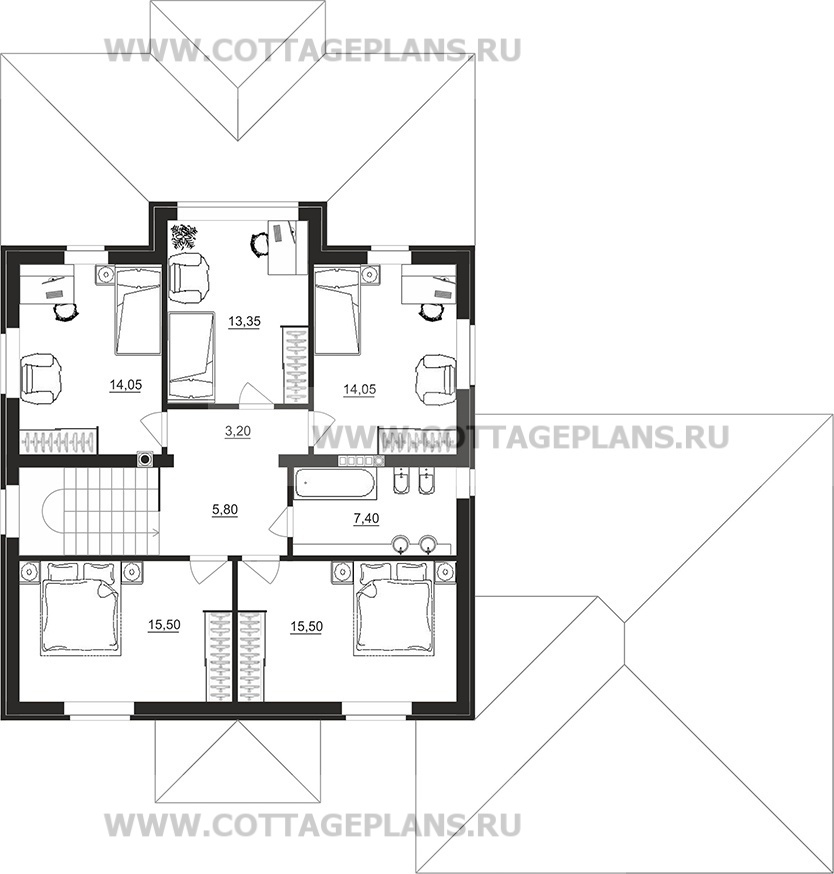 Поэтажные планы проект дома 92-76 общ. площадь 233,05 м2