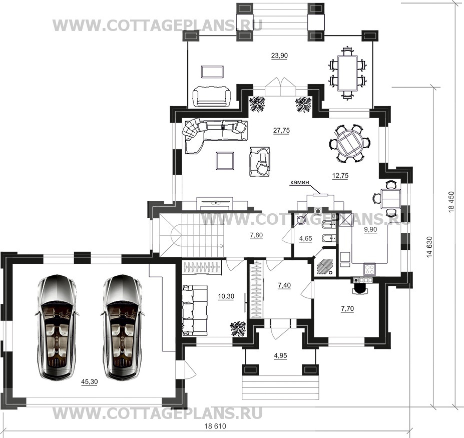 Поэтажные планы проект дома 100-93 общ. площадь 221,25 м2
