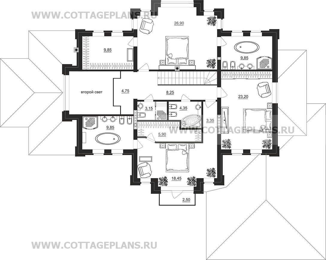 Поэтажные планы проект дома 201-33 общ. площадь 440,00 м2