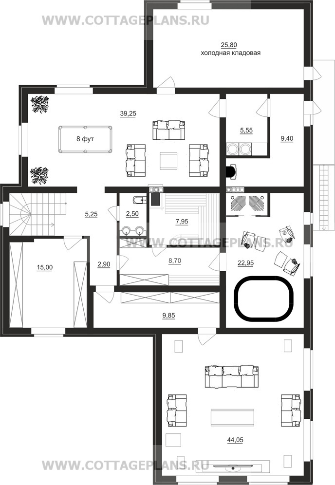 Поэтажные планы проект дома 17-40 общ. площадь 366,45 м2