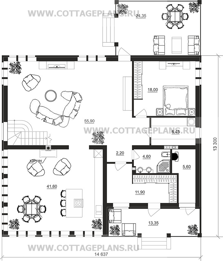 Поэтажные планы проект дома 14-94 общ. площадь 267,05 м2
