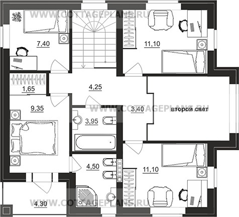 Поэтажные планы проект дома 75-52 общ. площадь 117,80 м2