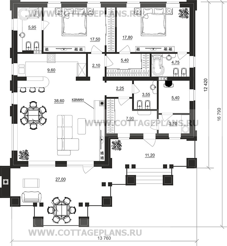 Поэтажные планы проект дома 27-80 общ. площадь 122,90 м2