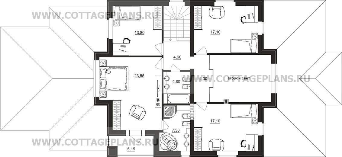 Поэтажные планы проект дома 97-23 общ. площадь 251,45 м2