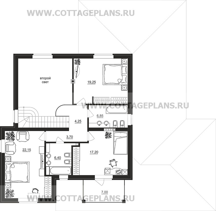 Поэтажные планы проект дома 77-36 общ. площадь 246,50 м2