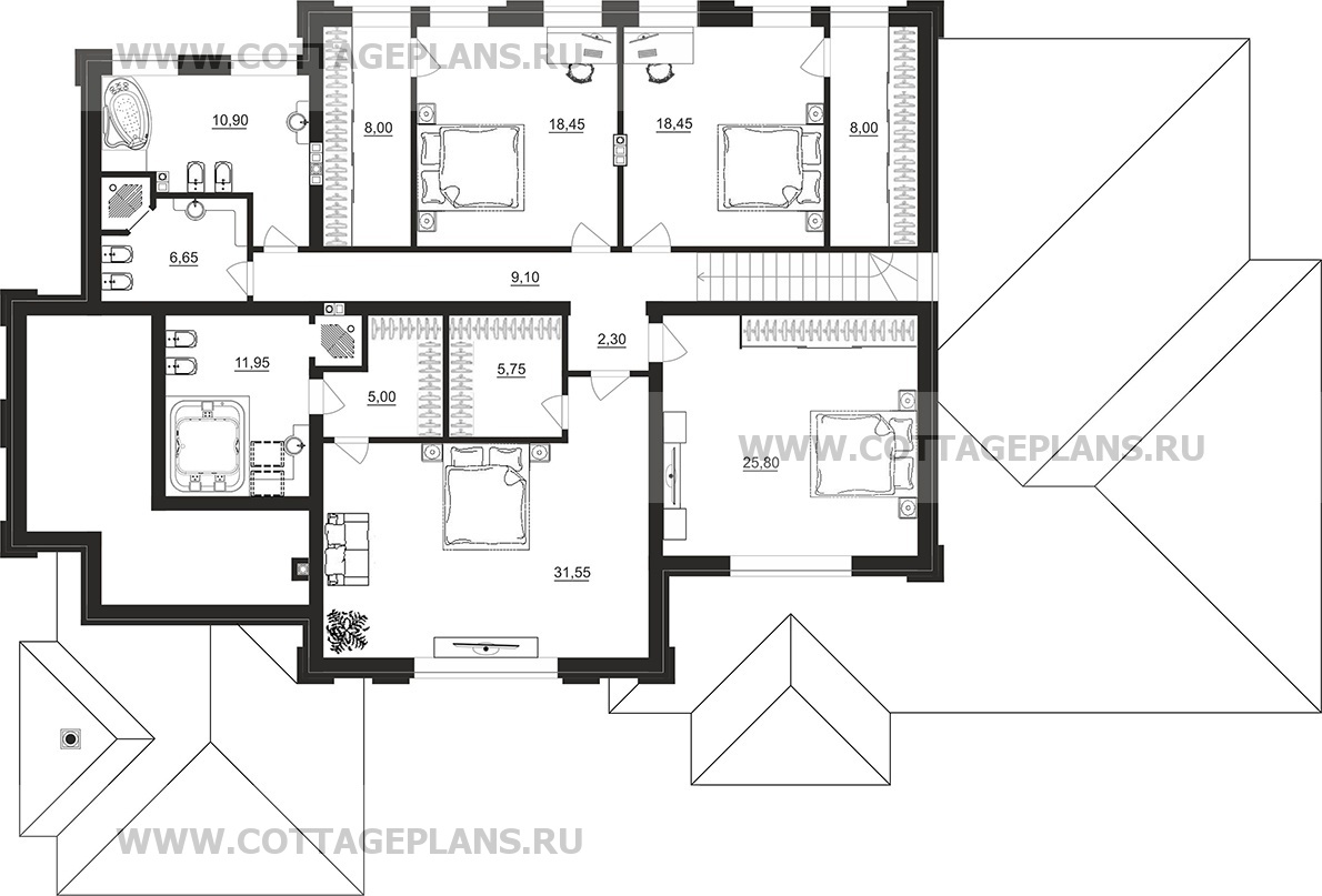 Поэтажные планы проект дома 202-59 общ. площадь 421,35 м2