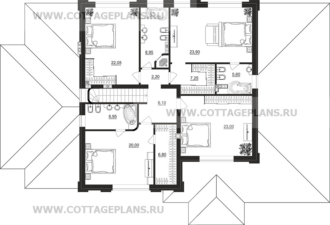 Поэтажные планы проект дома 205-40 общ. площадь 454,75 м2