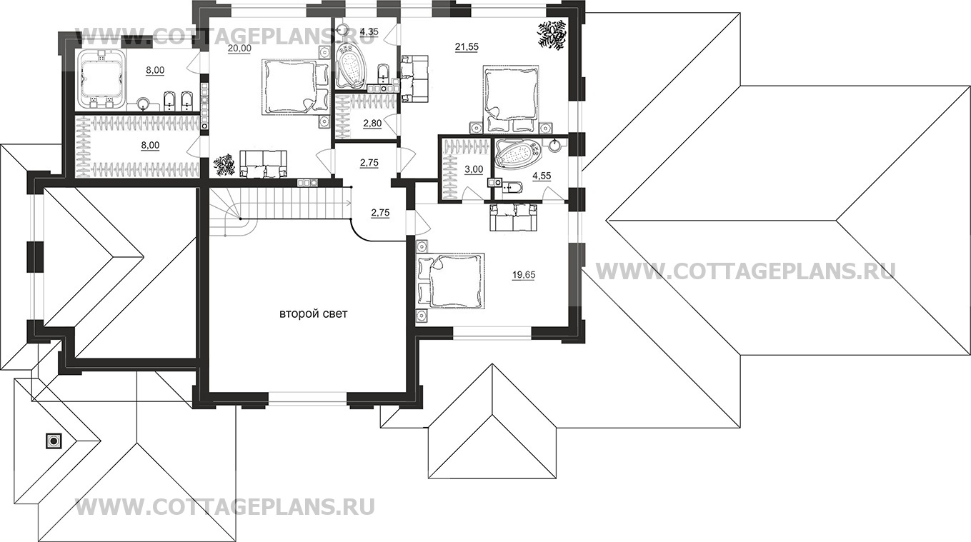 Поэтажные планы проект дома 203-46 общ. площадь 482,6 м2
