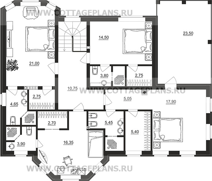 Поэтажные планы проект дома 75-97 общ. площадь 226,15 м2