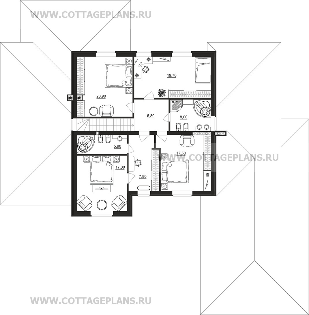 Поэтажные планы проект дома 76-36 общ. площадь 510,35 м2