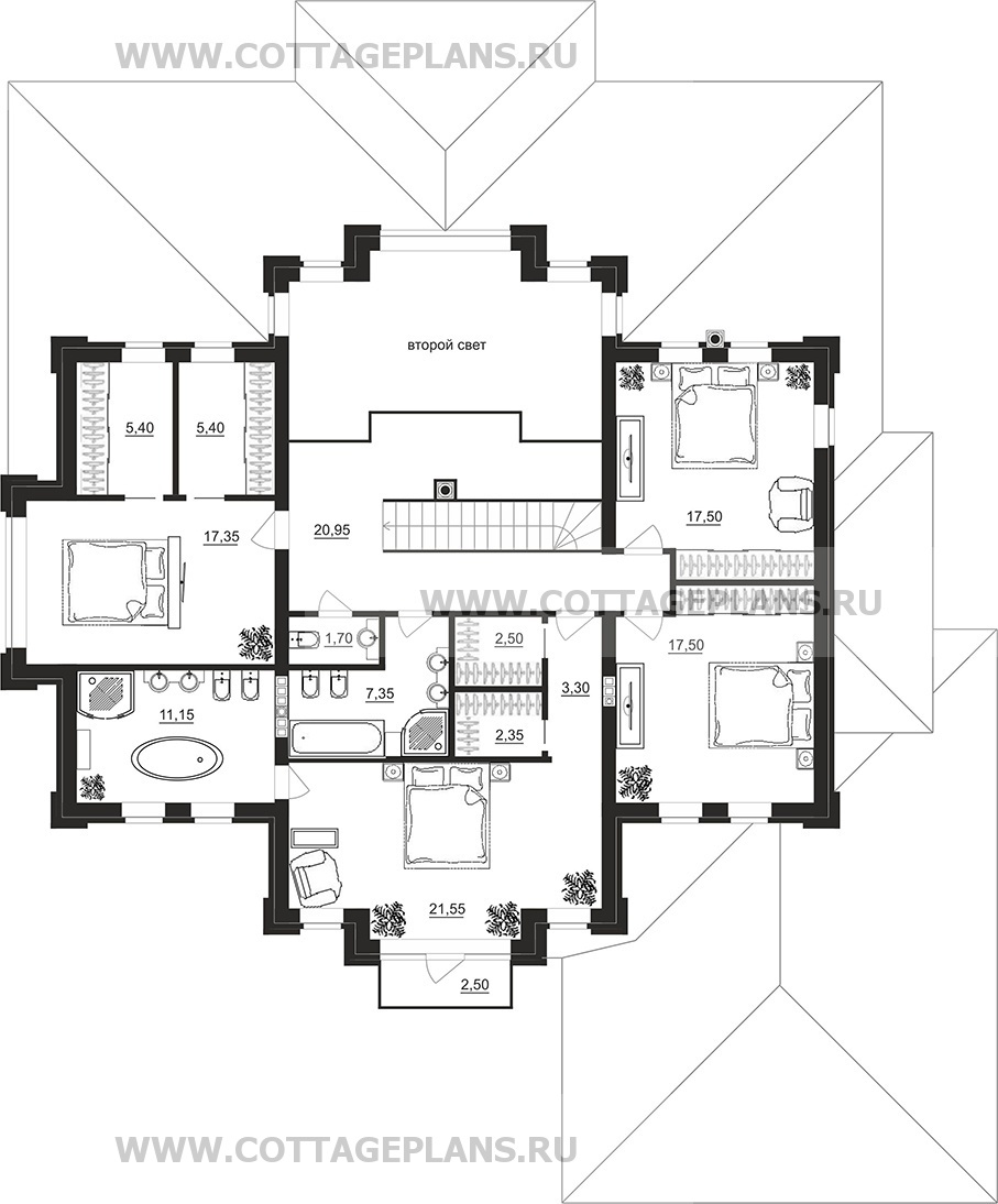 Поэтажные планы проект дома 100-29 общ. площадь 337,35 м2