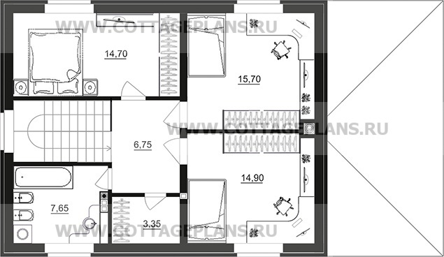 Поэтажные планы проект дома 75-35 общ. площадь 159,15 м2