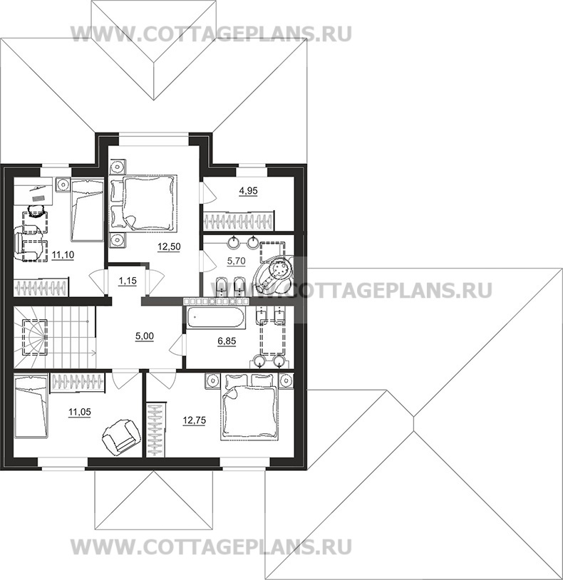 Поэтажные планы проект дома 98-91 общ. площадь 267,95 м2