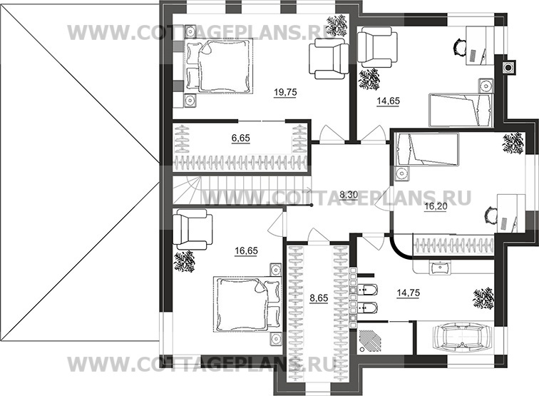 Поэтажные планы проект дома 104-62 общ. площадь 226,65 м2