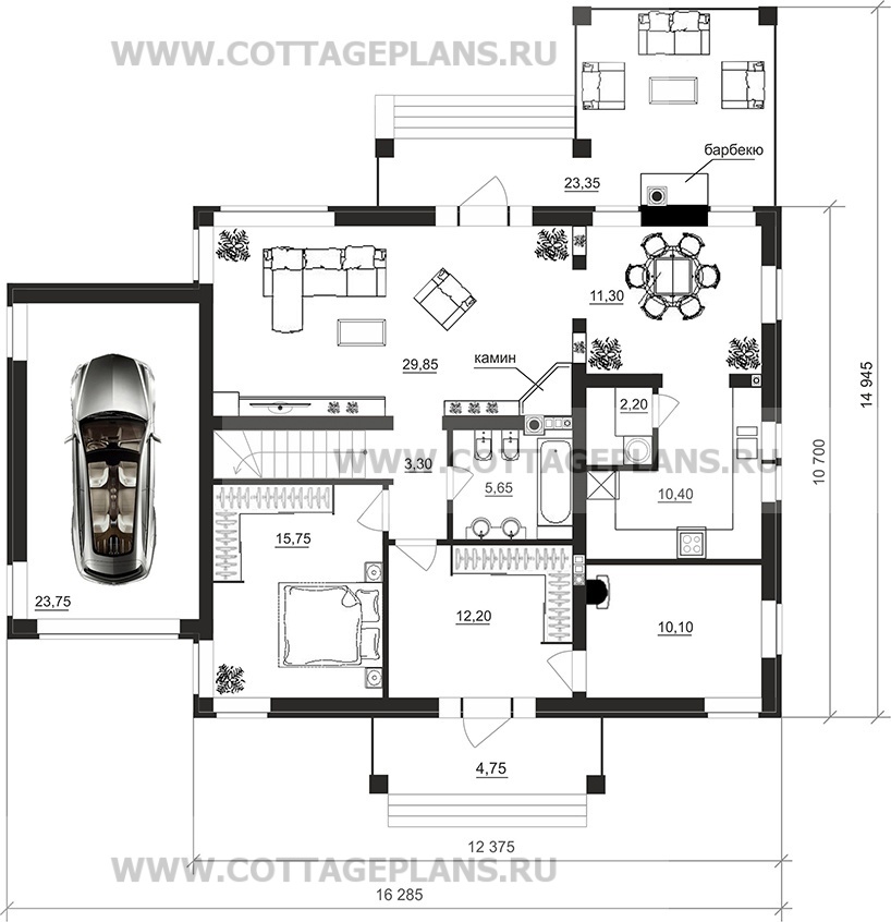 Поэтажные планы проект дома 75-51 общ. площадь 226,70 м2