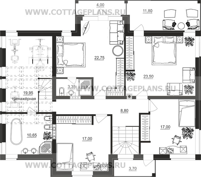 Поэтажные планы проект дома 29-03 общ. площадь 239,05 м2