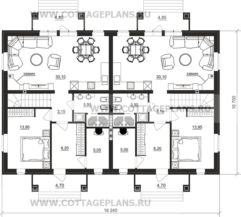Поэтажные планы проект дома 86-17 общ. площадь 261,10 м2