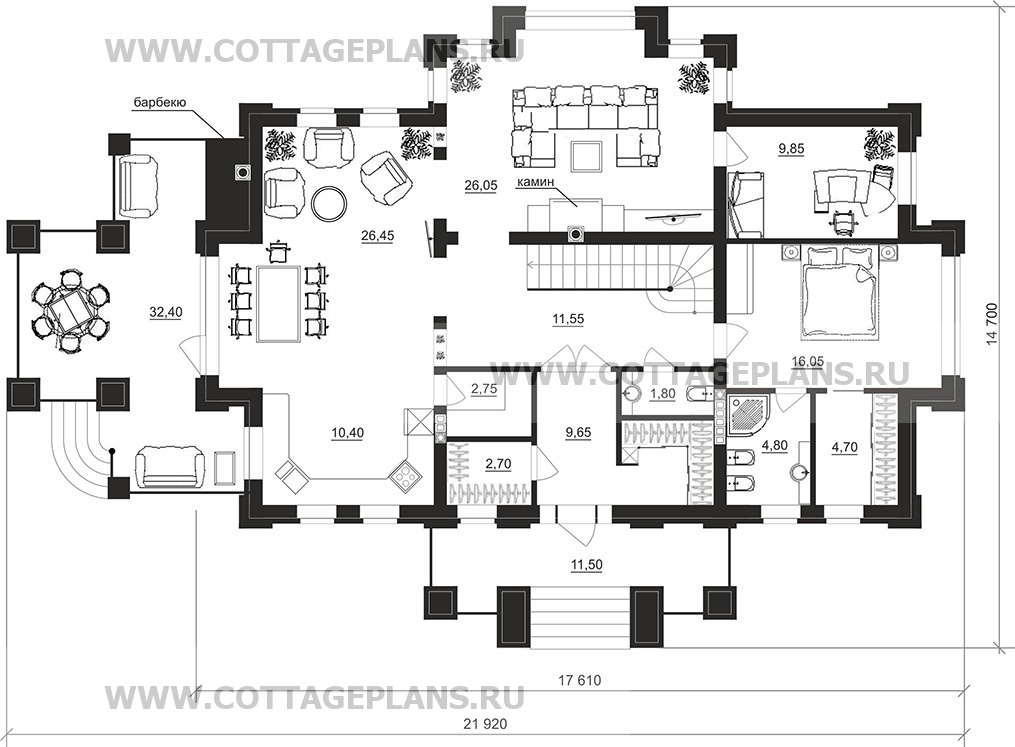 Поэтажные планы проект дома 201-32 общ. площадь 384,90 м2