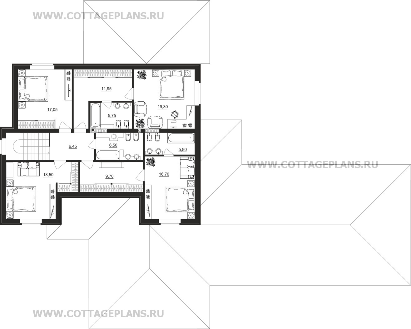 Поэтажные планы проект дома 23-64 общ. площадь 383,70 м2