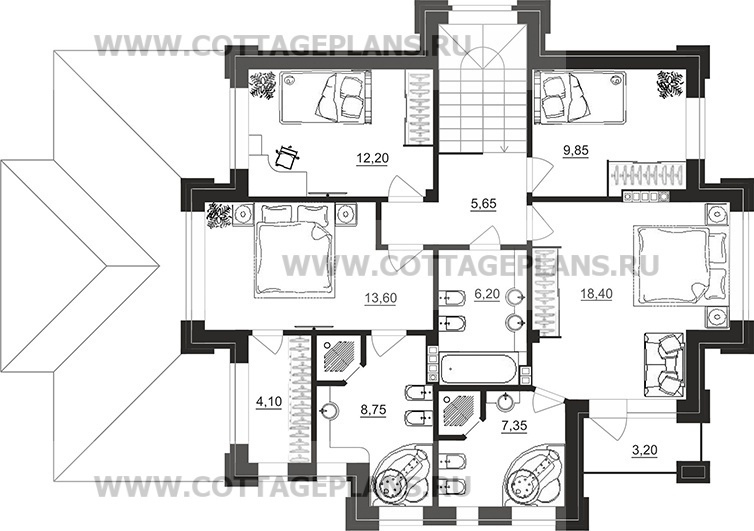 Поэтажные планы проект дома 100-78 общ. площадь 176,45 м2