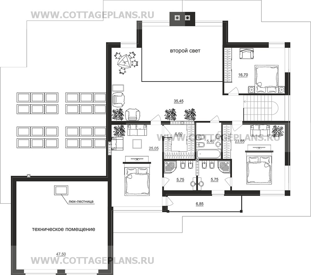 Поэтажные планы проект дома 201-53 общ. площадь 579,60 м2